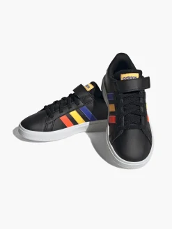 Adidas Black/ Multi-coloured Grand Court 2.0 EL K Junior Velcro Trainer