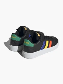 Adidas Black/ Multi-coloured Grand Court 2.0 EL K Junior Velcro Trainer