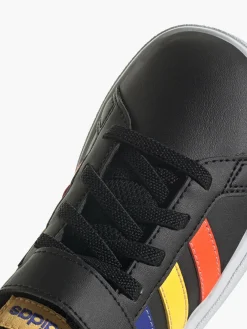 Adidas Black/ Multi-coloured Grand Court 2.0 EL K Junior Velcro Trainer