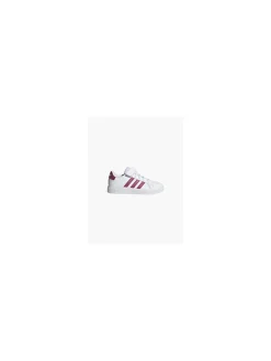 Adidas White/Pink Junior Girls Grand Court El K Velcro Trainer