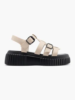 Beige and Black Chunky Sandal