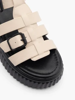Beige and Black Chunky Sandal