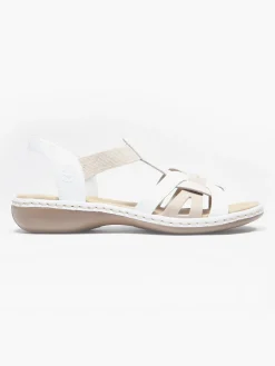 Beige and White Rieker Comfort Sandal