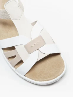 Beige and White Rieker Comfort Sandal