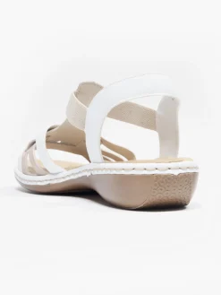 Beige and White Rieker Comfort Sandal