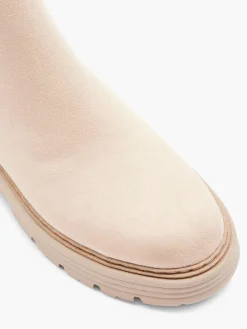 Beige Ankle Boot with Contrasting Panel Detail