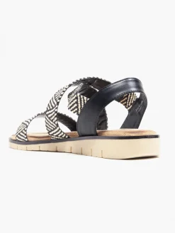 Beige Aztec Woven Strap Flat Sandal