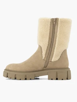 Beige Borg Panelled Boot