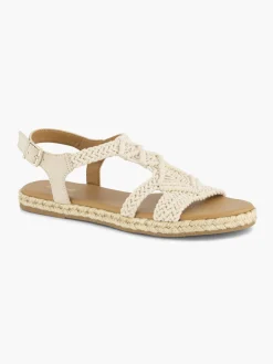 Beige Braided Detail Ankle Strap Sandals