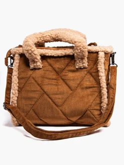 Beige Chord Quilted Bourg Trimmed Tote Bag