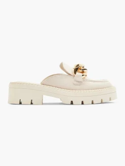Beige Chunky Slip On Loafer with Chain Detail