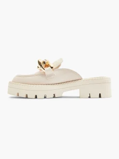 Beige Chunky Slip On Loafer with Chain Detail