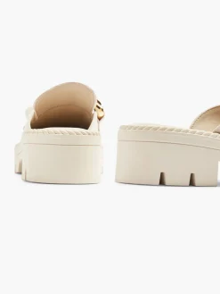 Beige Chunky Slip On Loafer with Chain Detail