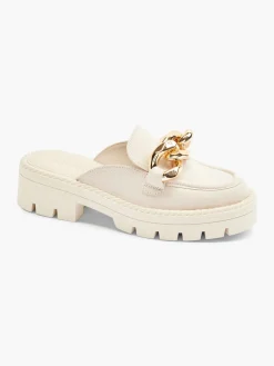 Beige Chunky Slip On Loafer with Chain Detail