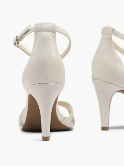 Beige Cross Strap High Heels