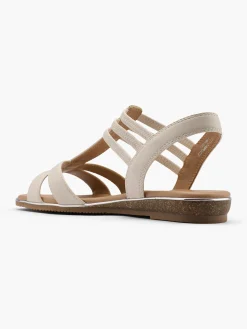 Beige Elasticated Strap Flat Sandal