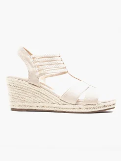Beige Elasticated Strap Wedge Sandal
