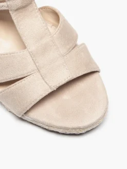 Beige Elasticated Strap Wedge Sandal