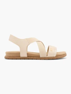 Beige Elasticated Strapped Bench Sandal
