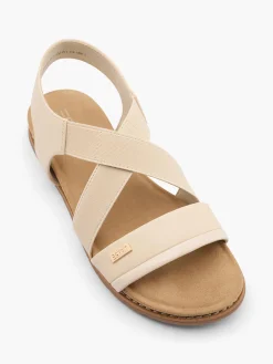Beige Elasticated Strapped Bench Sandal