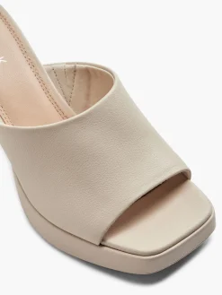 Beige Heeled Mules