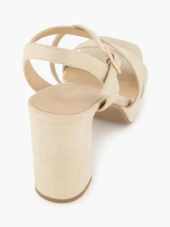 Beige Heeled Platform Sandal