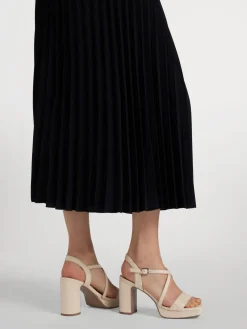 Beige Heeled Platform Sandal