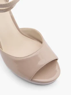 Beige Patent Platform Heel with Coss Ankle Straps