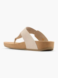 Beige Patent Toe Post Footbed Flat Sandal