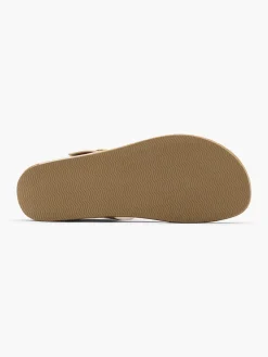 Beige Patent Toe Post Footbed Flat Sandal