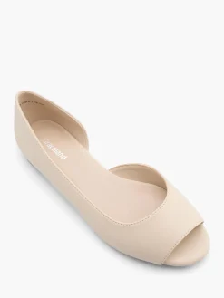 Beige Peep-Toe Ballerina