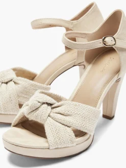 Beige Platform Knotted High Heel