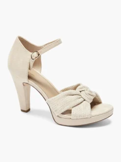 Beige Platform Knotted High Heel