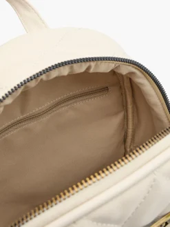 Beige Quilted Backpack with Catwalk Logo Detail