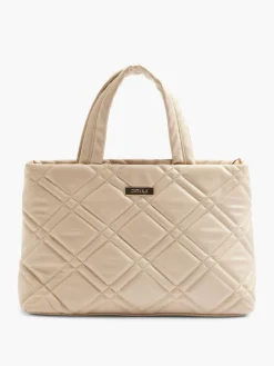 Beige Quilted Tote Bag