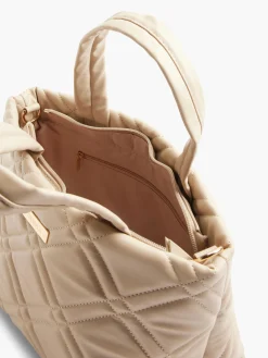 Beige Quilted Tote Bag