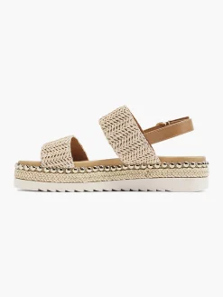 Beige Raffia Flatform Sandals