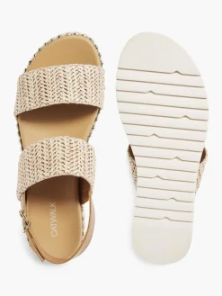 Beige Raffia Flatform Sandals