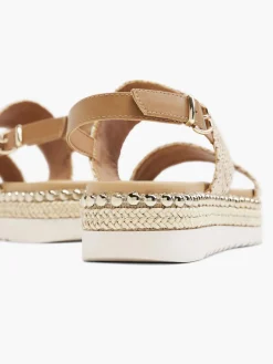 Beige Raffia Flatform Sandals