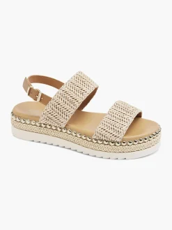 Beige Raffia Flatform Sandals