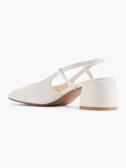 Beige Slingback Block Heel