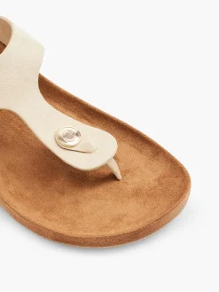 Beige Toe Post Footbed Flat Sandal