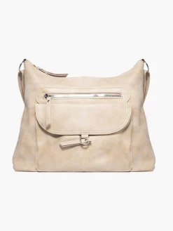 Beige Tote Bag with Pocket Detailing