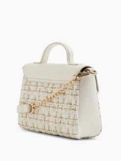 Beige Tweed Cross Body Bag with Adjustable Strap