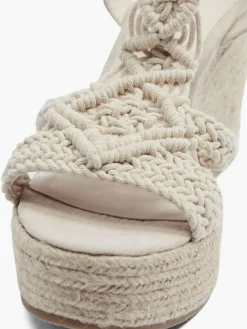 Beige Woven Strap Wedge Heel