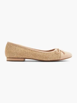 Beige Woven Textured Ballerina
