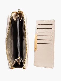 Beige Zipped Purse with Removable Card Holder