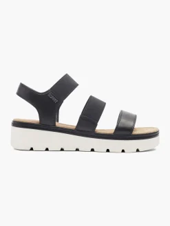 Black and White Contrasting Platform Sandal with Elasticated Straps