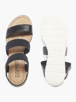 Black and White Contrasting Platform Sandal with Elasticated Straps