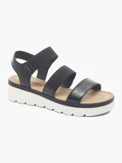 Black and White Contrasting Platform Sandal with Elasticated Straps